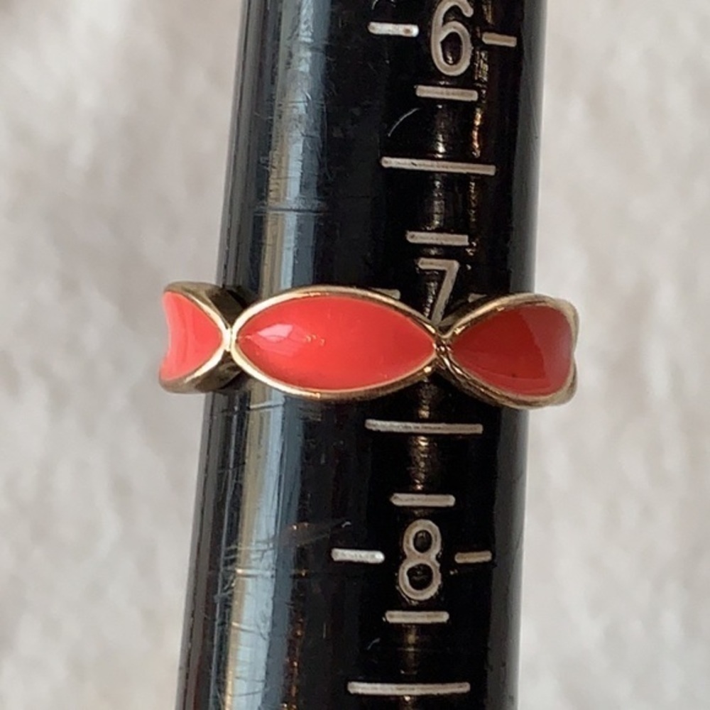 💐5/25 orange enamel gold tone elegant band ring - Picture 4 of 7